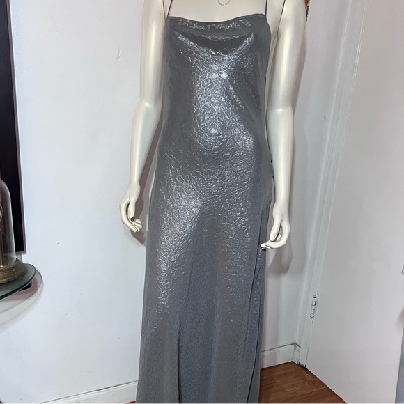 Anthropologie Dresses & Skirts - Silence + Noise Silver Slip Dress Size Large AB Maxi Liquid Fluid Backless Silve